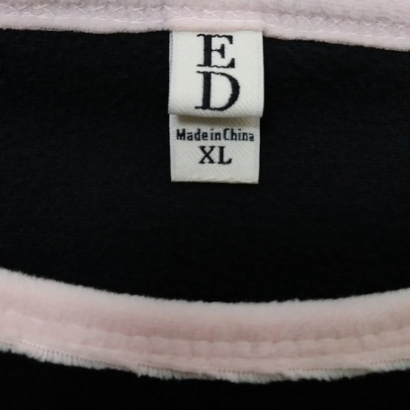 ED Love Comfortable Pink Heart Printed Velvet Black Pullover XL - Picture 6 of 14